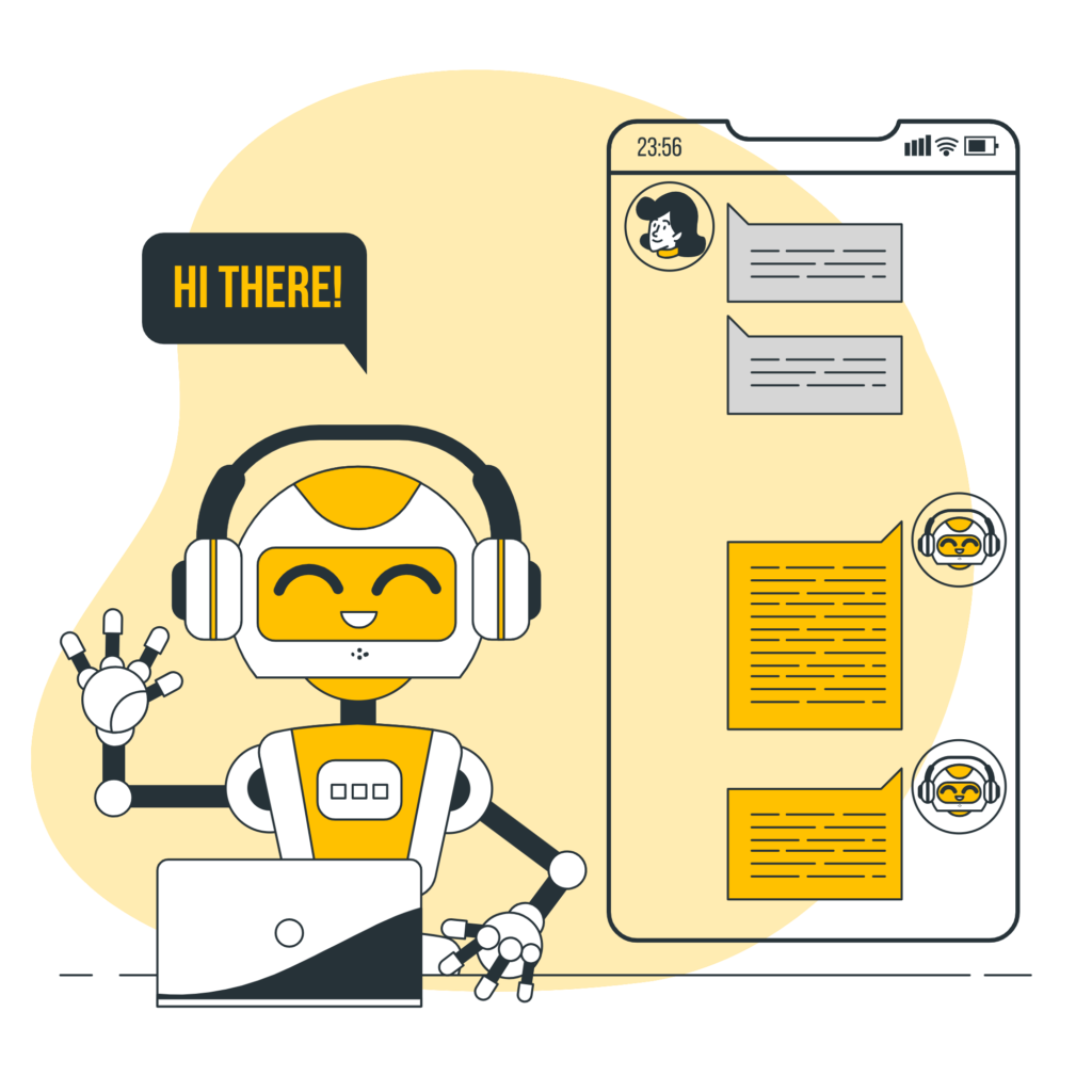 AI chatbot providing customer support through a mobile messaging interface