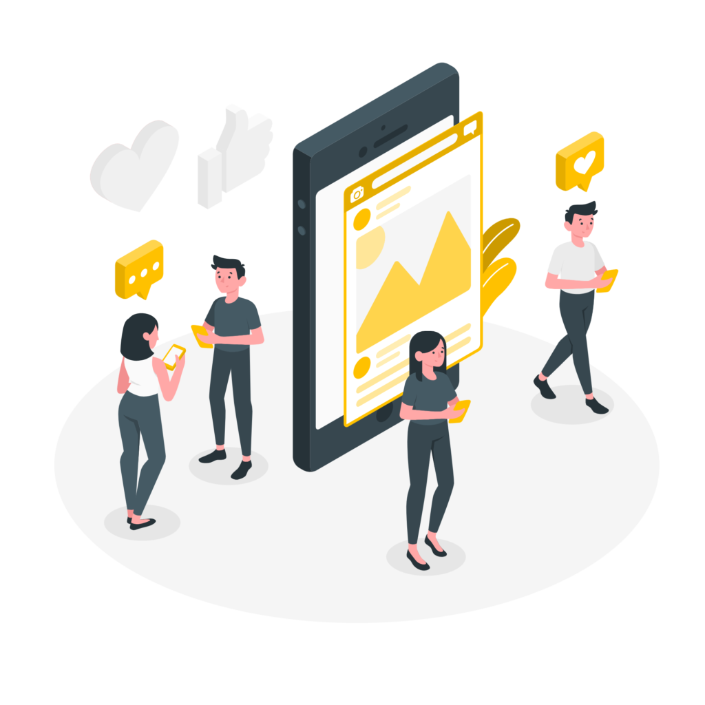 People engaging with brand posts and stories on social media platforms
